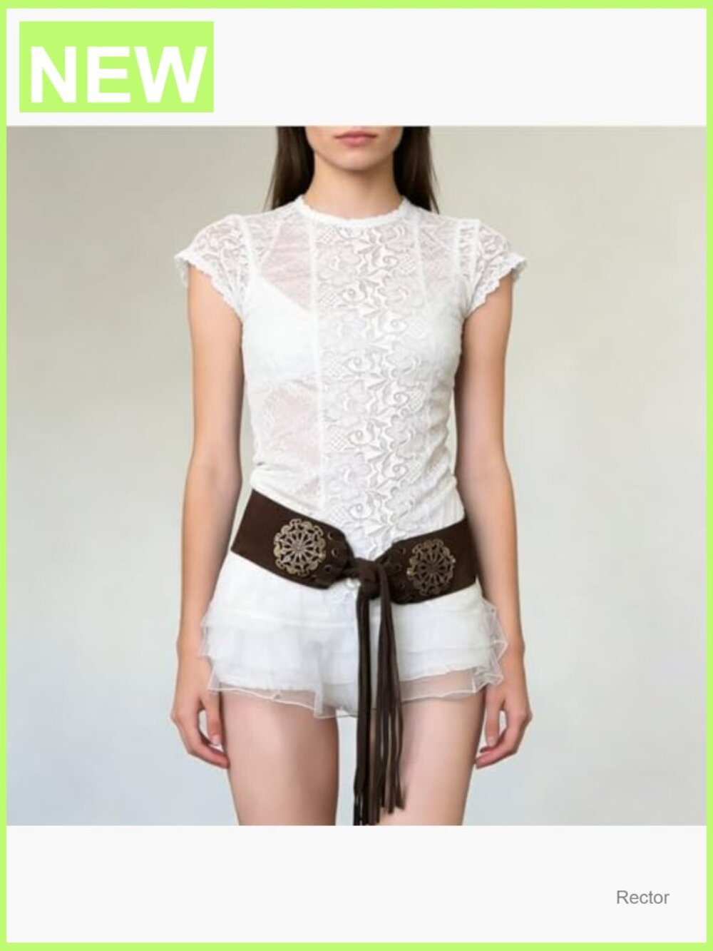 Vintage Bohemian Wide Corset Belt with Tassels - Adjustable 25-40in Waist - Picture 6 of 7